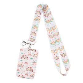 Cute Lanyard with ID Badge Holder Be Kind Rainbow Preppy School Lanyard for Kids Teen Girls Boho