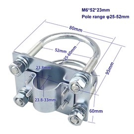 Hsthe Sea Outdoor Double U-Bolts Antenna Mast Clamp with an Outside Antenna Fixed Bracket Pole Mount U-Bolt Clamp for Fiberglass Antennas