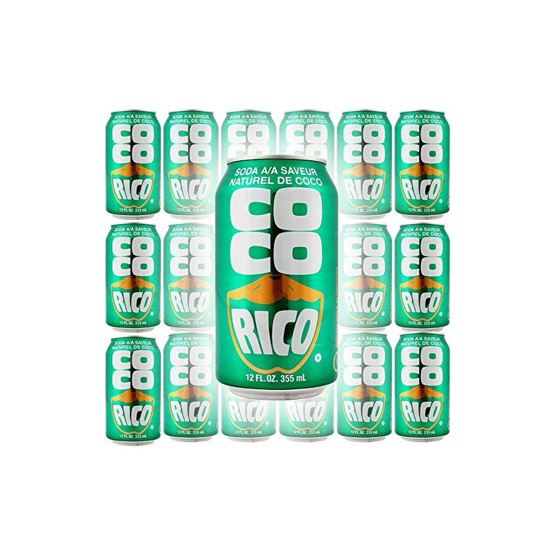 Coco Rico Coconut Soda, 12oz Can (Pack of 18, Total