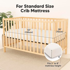 2-Pack Waterproof Crib Sheets for Boys, Girls - Viscose Derived from Bamboo Crib Sheets Neutral, Crib Mattress Protector Sheet, Soft Toddler Bed Sheets, Fitted Baby Crib Sheets Girl, Boy (Soft White)