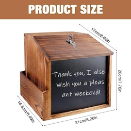 Mineup Wooden Suggestion Box, Donation Box Lockable, Wooden Ballot Box, Donation Boxes with Lock, Cumber Box, Donation Box, Letter Box for School, Office, Hospital, Suggestion, Donation, Voting Paper
