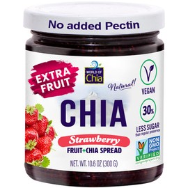 World of Chia Strawberry Fruit Preserve - All-Natural Super Food Chia Fruit Preserves, Gluten Free, Vegan, Low Sugar, Omega 3, Non-GMO, Chia Jam, Jelly & Spread (10.6 Ounce - Pack of 1)