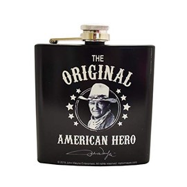 John Wayne 5 oz Steel Flask - Black and White
