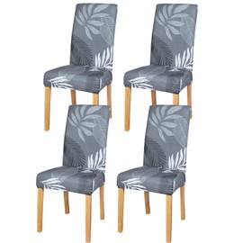 MOLVCE Chair Covers Set of 4 Chair Covers Universal Bi-Elastic Covers for Chairs Modern Stretch Chair Covers Chair Cover Removable Washable for Dining Room, Hotel, Banquet, Party Decoration, Leaves