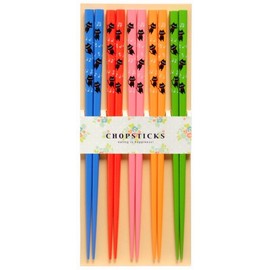 Kawai 103174 Chopsticks Made in Japan Cat and Music Note 5 Pairs Set, 8.9 inches (22.5 cm)