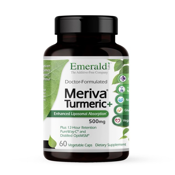 Emerald Labs Meriva Turmeric Plus - Formulated with Turmeric, OptiMSM and PureWay C - Antioxidant Properties - Gluten Free, Vegan, Non-GMO - 60 Vegetable Capsules