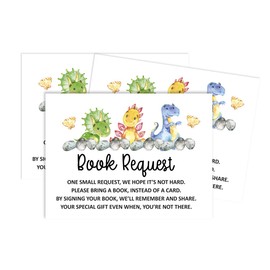 Inkdotpot 30 Dinosaur Jungle Animals Baby Shower Book Request Cards Bring A Book Instead Of A Card Baby Shower Invitations Inserts Games