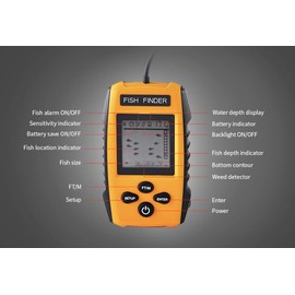 Portable Sonar Alarm Fish Finder with Sonar Transducer and LCD Display, for Kayak Fishing Boat Fishing Ice Fishing