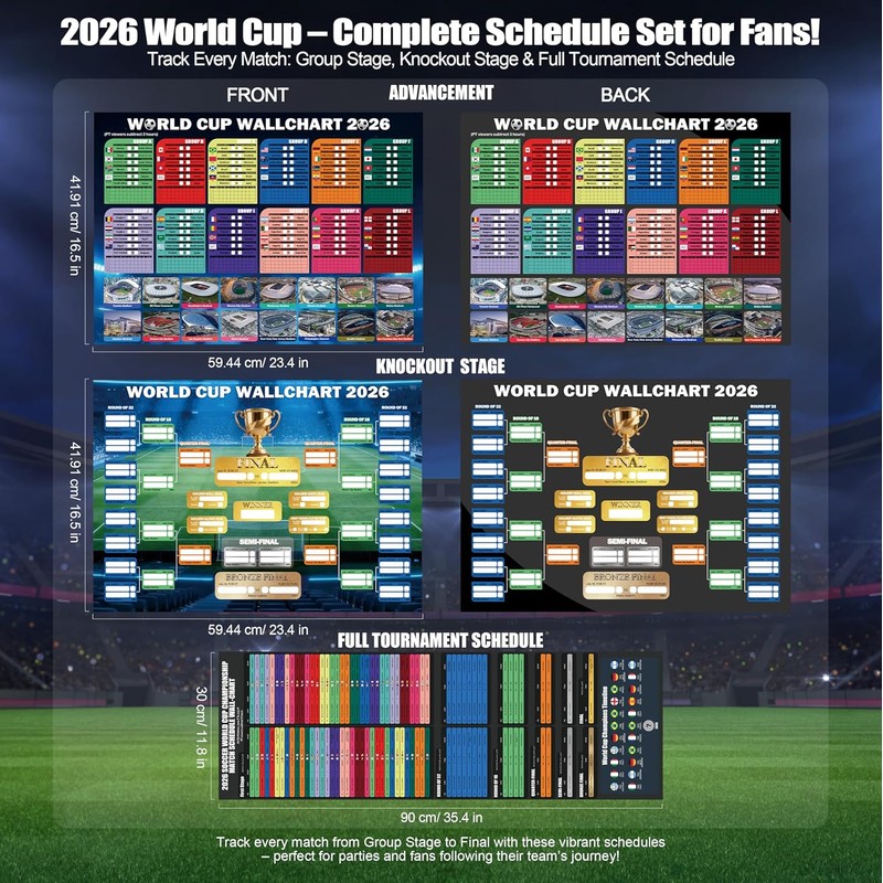 2026 World Cup Soccer Dry Erase Wall Chart Poster Set