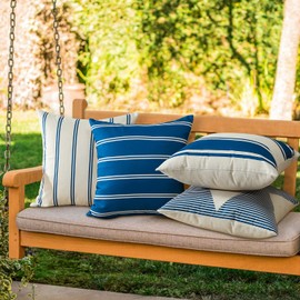 OTOSTAR Waterproof Outdoor Pillow Covers 18x18 Inch Modern Geometry Decorative Throw Pillow Cases Square Cushion Case Pack of 4 Garden Throw Pillow Covers for Patio Furniture Couch Tent (Navy Blue)