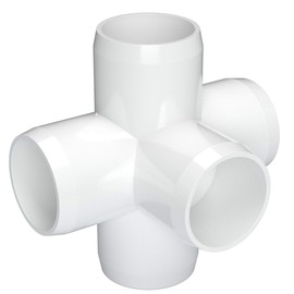 FORMUFIT F0015WC-WH-4 5-Way Cross PVC Fitting, Furniture Grade, 1" Size, White (Pack of 4)