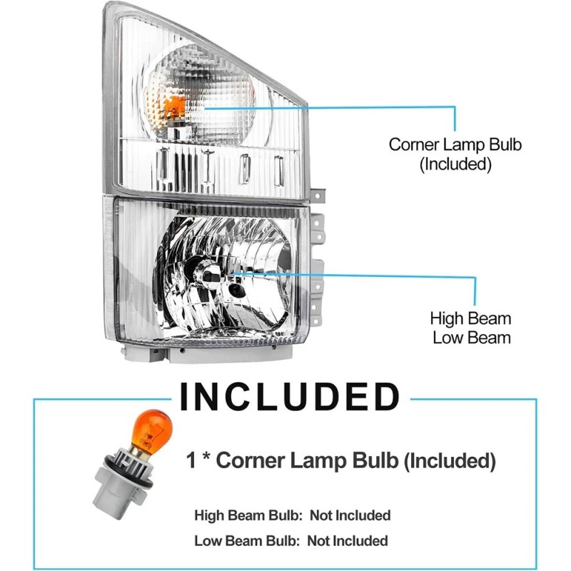 Cahuczlhoz Halogen Headlight with Corner Lamp Assembly Fit 2008-2020 ISUZU