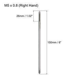 sourcing map Metric Thread Tap M5 x 0.8 H2 150mm Extra Long Straight Flute Screw Thread Milling Machine Taps Threading Tapping Repair Tool