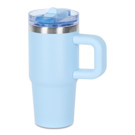 14 oz Tumbler for kids with Detachable Flip Straw Lid and handle, 100% Leak Proof 14 oz mini cup, Stainless Steel Vacuum Insulated Tumbler, Wide Mouth Easy to Clean, Keep Cold or Hot (Sky Blue)