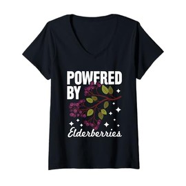 Womens Elderberry Fan - powered by elderberries V-Neck T-Shirt