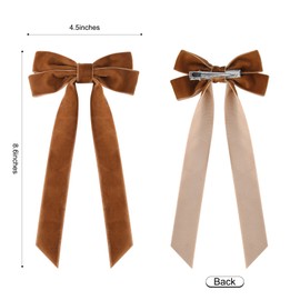 2PCS Velvet Hair Bows Brown Hair Ribbon Clips Big Fall Alligator Clips Hair Accessories for Women Girls Toddlers Kids Baby