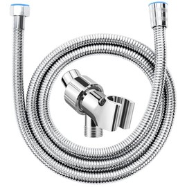 MAYYAYA Adjustable Handheld Shower Head Holder and Hose- Premium ABS Bracket- 360 Degree Rotatable Brass Ball：Arm Mount and Hose Connector- Easy Install and Replacement Parts(Silver)