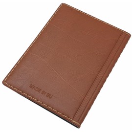 myledershop Elegant ID Card Holder / ID Card Holder with Contrast Stitching 12 Compartments MJ-Design Germany Made in EU Designs (Design 3 / Brown)