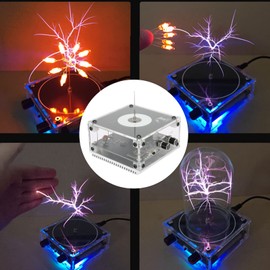 Annadue Music Coil Arc Touchable Wireless Transmission Black Plasma Speaker with Light, Wireless Transmission Experiment Desktop Toy Model for Teaching Equipment