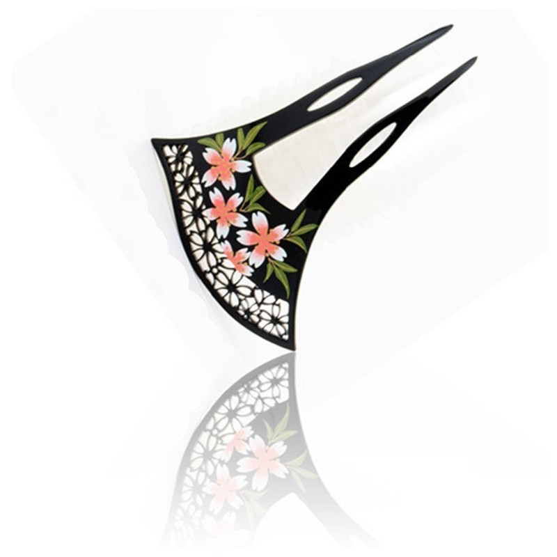 Miaomyao Hair Ornament, Kimono, Bee Shape, Cherry Blossom, Flower, Black,