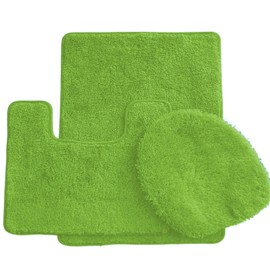 Ben&Jonah 3 Pieces Bathroom Rug Set, Soft Cozy Touch Absorbent Material, Non-Slip Bottom Washroom Rug Set in Neon Green