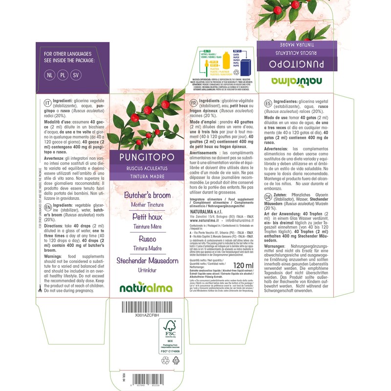 Stinging Mouse Thorn (Ruscus aculeatus) Roots Alcohol-free Mother Tincture Naturalma