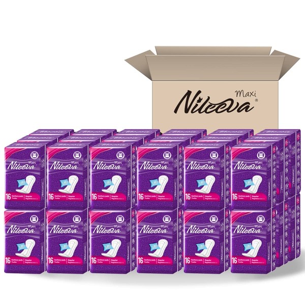 Nileeva Individually Wrapped Super Maxi Sanitary Napkins Feminine Care , Super Value (576 Pads= 16 Pads/Pack X 36 Packs) Bulk Buy