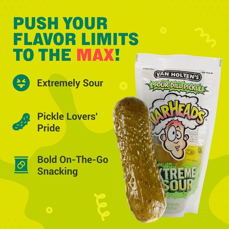 Van Holten's Warheads Extreme Sour Pickle Pack Of 3!!!