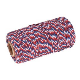 MECCANIXITY Twine Packing String Wrapping Cotton Twine 100M/109 Yard Red Blue and White Rope for Gift Wrapping, Christmas Twine