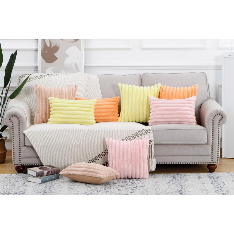 MADIZZ Set of 2 Faux Fur Plush Throw Pillow Covers
