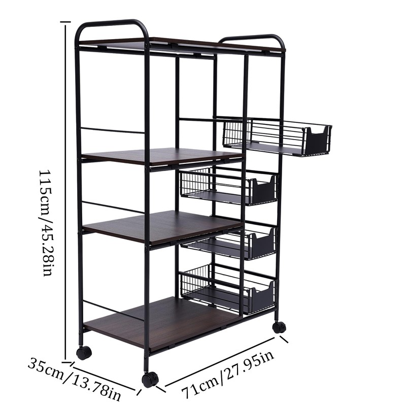 ILWorkTLs 4-Tier Free Standing Kitchen Bakers Rack,Kitchen Cart with 4
