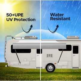 SunWave Premium Vinyl RV Canopy | Awning Fabric Replacement (11', Grey Fade)