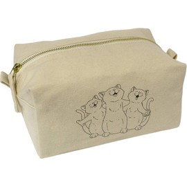 'Singing Cat Trio' Canvas Wash Bag/Makeup Case (CS00040029)
