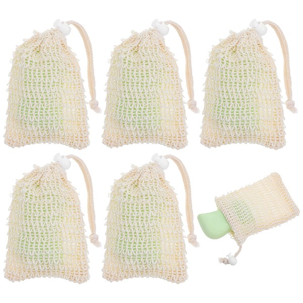 Zyghjort Soap Bag, 5 Pcs Natural Sisal Soap Saver Bag