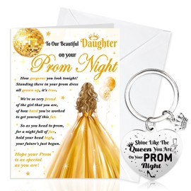 HOWAF Prom Gifts for Girls Daughter, Prom 2025 Card for Daughter School prom Night Greeting Card Graduation Card with Envelope Keyring Keychain daughter Graduation Gifts for Her