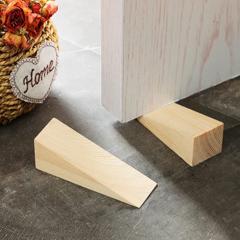 6 Pcs Wooden Door Stopper Wedge Non Slip Firefighter Wood