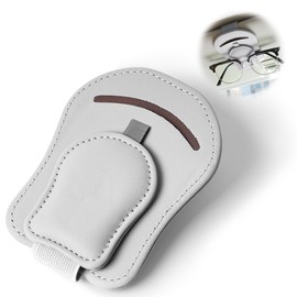 WUFANC Brillenhalter für Auto - Leder Sonnenbrillenhalter Auto, Starker Magnet Fixiert Brillen Sicher Ohne zu Wackeln, Universal für Sonnenblende Organizer, Einfach mit Einer Hand (Grau)