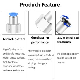 1/2 Female Npt Push to Connect Fittings,CEKER 6MM x 1/2" NPT Female Thread Air Fittings 6MM Quick Connect Air Lines Fittings Pneumatic Tubing Fitting Push in Connector 2Packs