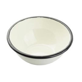 TableCraft 11152 Enamelware Collection Bowl, 24 oz, 6-1/4"L x 6-1/4"W x 2-3/4"H, Round, vitreous Porcelain Enamel Over Steel, Black/White, 10 Each per case