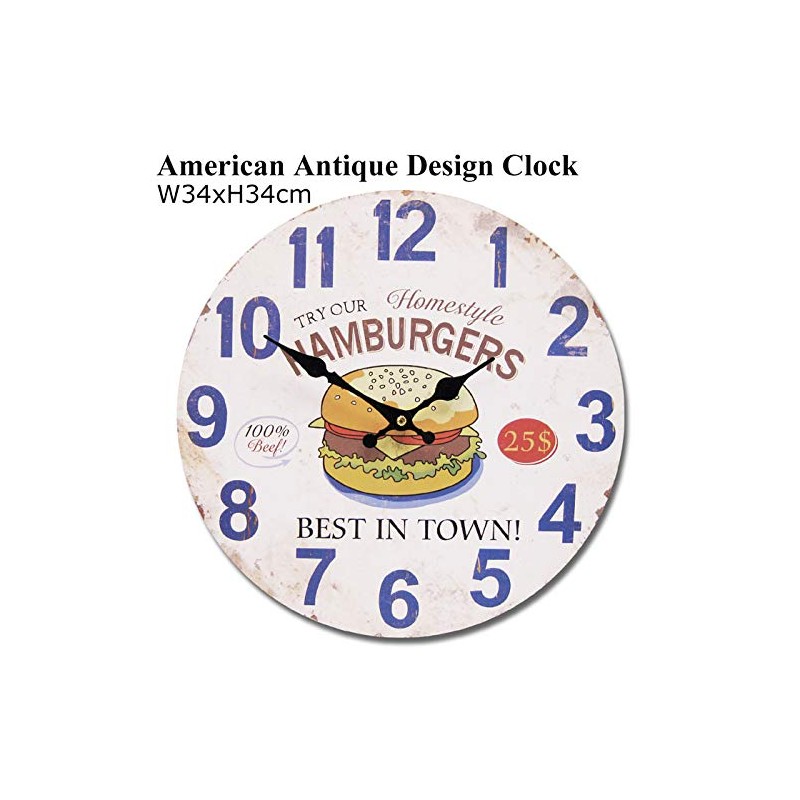American Wall Clock, 13.4 inches (34 cm), Hamburger A111, Wall