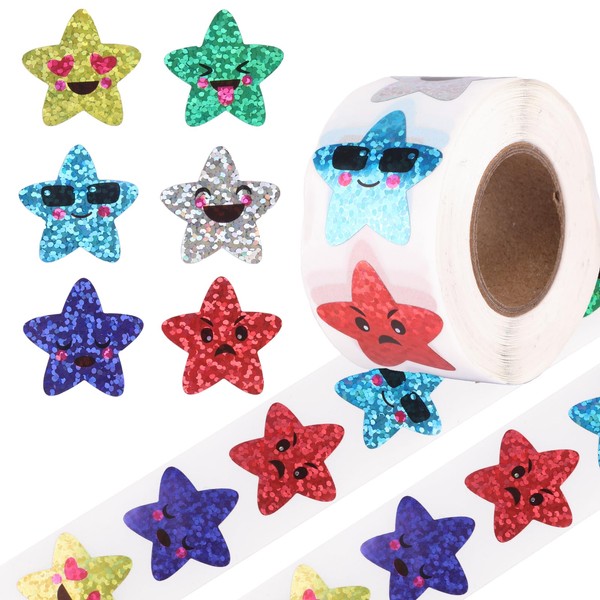 500 Pcs Reward Stickers for Children,1 Inch Smiling Star Stickers