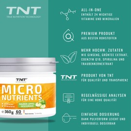 Multi Vitamin of TNT | Magnesium, Vitamin C, Zinc, Selenium, Copper Chrome, Biotin, Vitamin D, Vitamin B12 | High Dose for everyday use, sports, fitness and Bodybuilding | 360g Container – Sour Apple Flavour