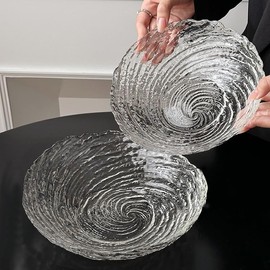 SILINE 8-inch Round Tempered Glass Bowl for Mixing Salad or Cereal, Set of 2