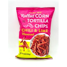 Privé Trader Joe's Rolled Corn Tortilla Chips Chili & Lime Flavored - Pack of 2 with Bonus Bag Clip (Bag clip type may vary)