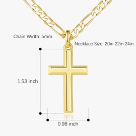 KATIE OTTE Gold Cross Necklace 14K Gold Cross Chain for Men Clean Understated Powerful Modern Masculinity Dainty Crosses Pendant for Men 22in
