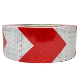 All Star Truck Parts Red Arrow Reflective Tape, 2" Hazard Warning Tape Waterproof - High Intensity Reflector Conspicuity Safety Tape Strong Adhesive Crystal Lattice Red White Arrow (2 in x 150 FT)