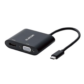ELECOM Docking Station USB-C HDMI Conversion TYPE-C - HDMI & VGA (D-sub15 Pin) Extended Output Support Black [Compatibility Verified for iPhone 16/16 Pro/16 Pro Max/16 Plus] AD-CHDMIVGAHBK