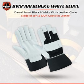 Daniel Smart Men & Women Goatskin Working Glove Lightweight Leather Safety Gloves for construction, gardening outdoor Work (White, Large, 3 Pair)