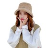 Women Winter Bucket Hat Faux Fur Plush Fisherman Cap Warm