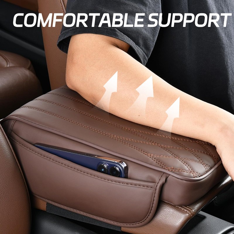 wuyaoyao Car Center Console Cover, Leather Car Armrest Box Cover,